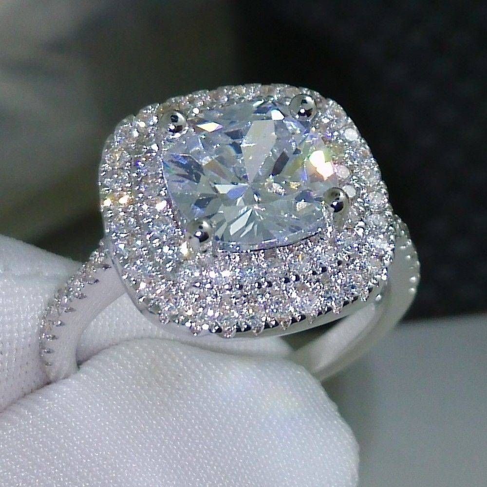 2016 Fashion Ring New Style Cushion Cut 4ct 5a Zircon Stone 925 Regarding Best And Newest Cushion Cut Anniversary Rings (View 1 of 25)