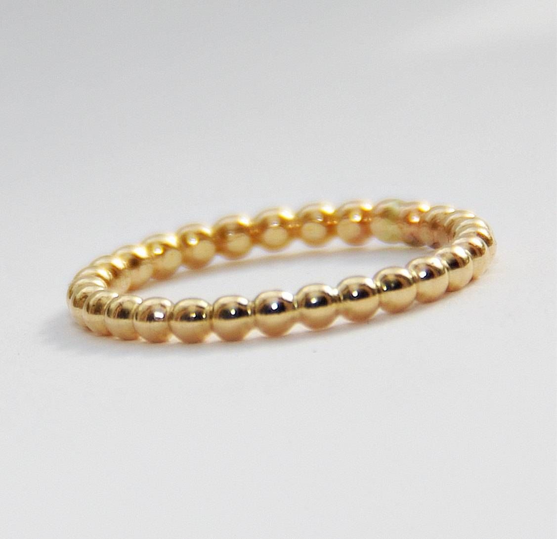2mm Bold Yellow Gold Filled Beaded Ring  Anniversary Ring  14k Pertaining To 2017 Gold Anniversary Rings (View 12 of 25)