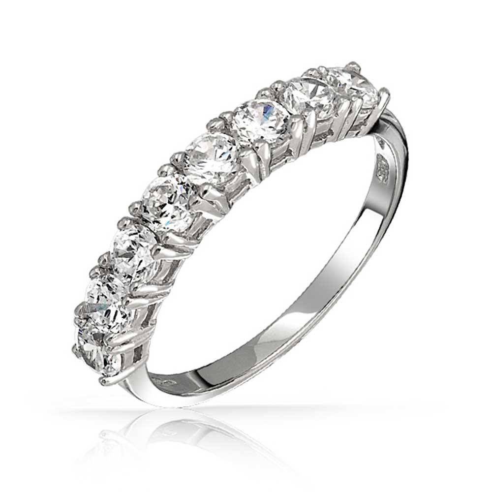 925 Sterling Silver Half Eternity Ring Wedding Band Cz With Regard To Most Up To Date Cubic Zirconia Anniversary Rings (View 24 of 25)
