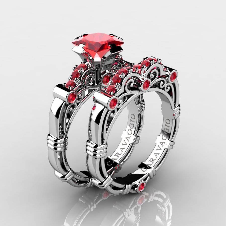 Art Masters Caravaggio 14k White Gold 1.25 Ct Princess Ruby Within 2018 Ruby Anniversary Rings (Photo 1 of 25)