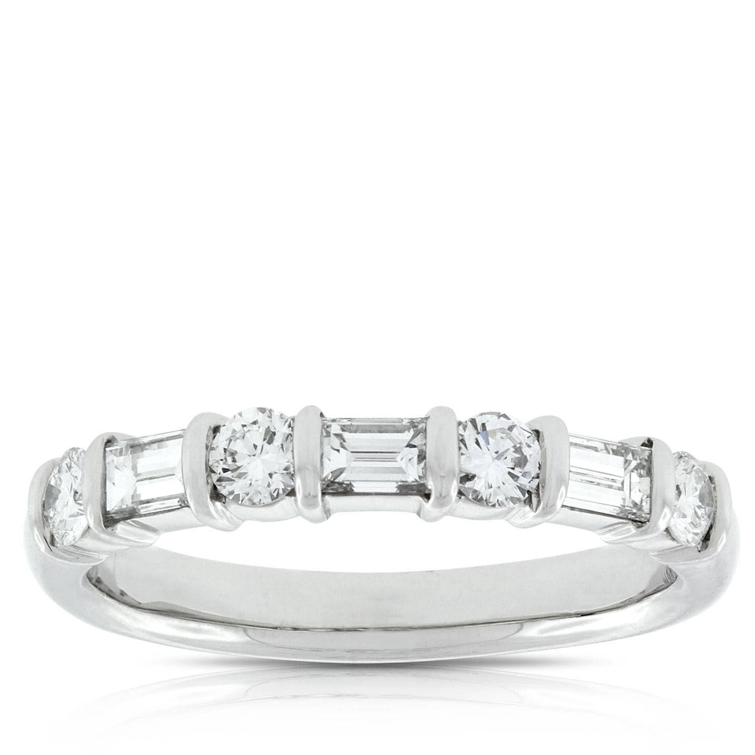 Baguette & Round Diamond Ring, 3/4 Carat In Platinum | Ben Bridge With Current Baguette Diamond Anniversary Rings (View 12 of 25)