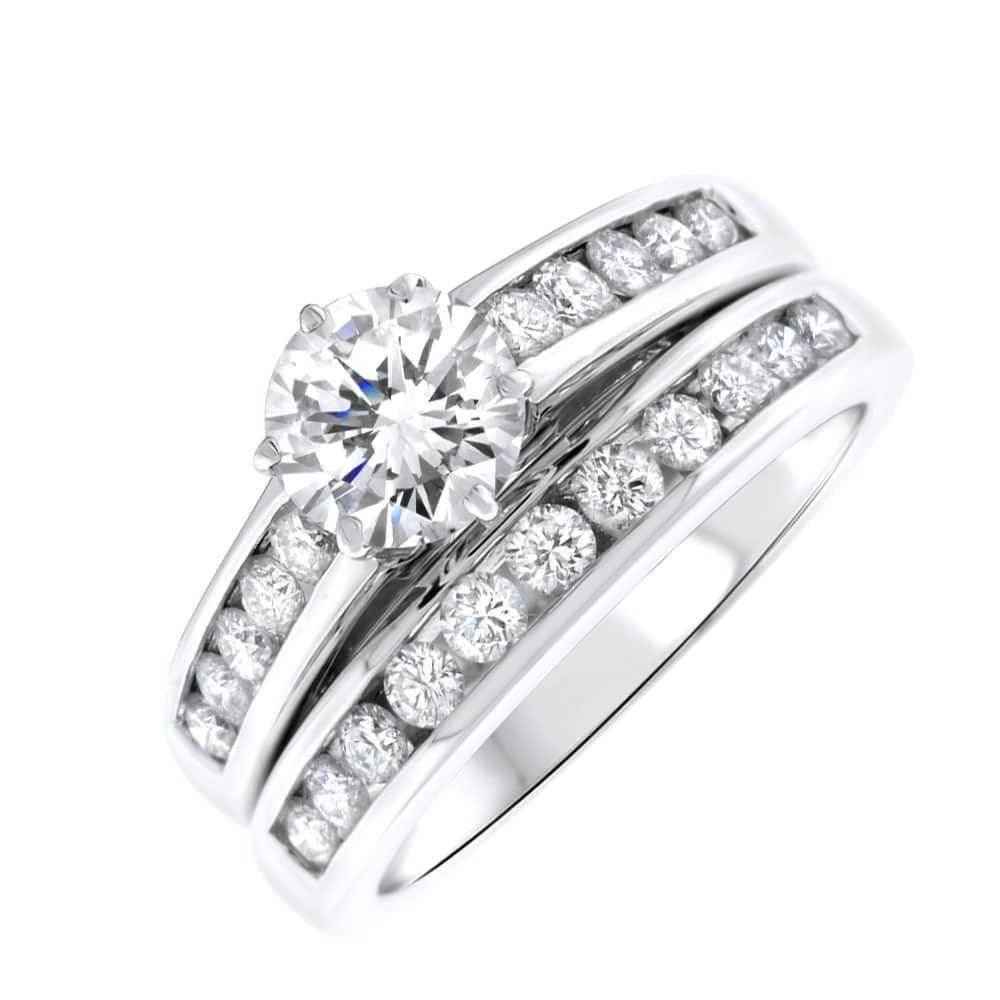 Beautiful 14k White Gold Channel Diamond Engagement Ring And With Regard To Current Engagement Wedding And Anniversary Rings Sets (View 15 of 25)