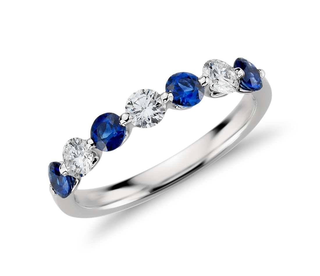 Classic Floating Sapphire And Cubic Zirconia Ring In 14k White Regarding Most Recent Diamond And Sapphire Anniversary Rings (View 20 of 25)