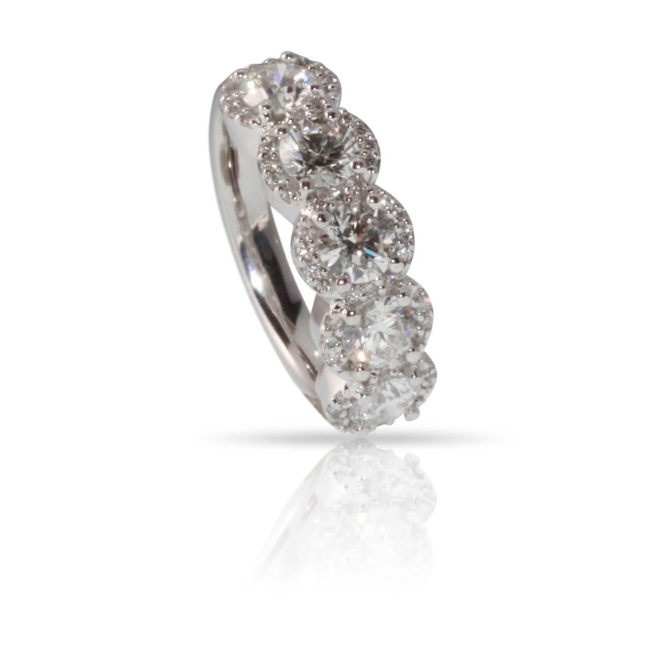 Diamond 5 Stone Halo Ring – R.f (View 20 of 25)