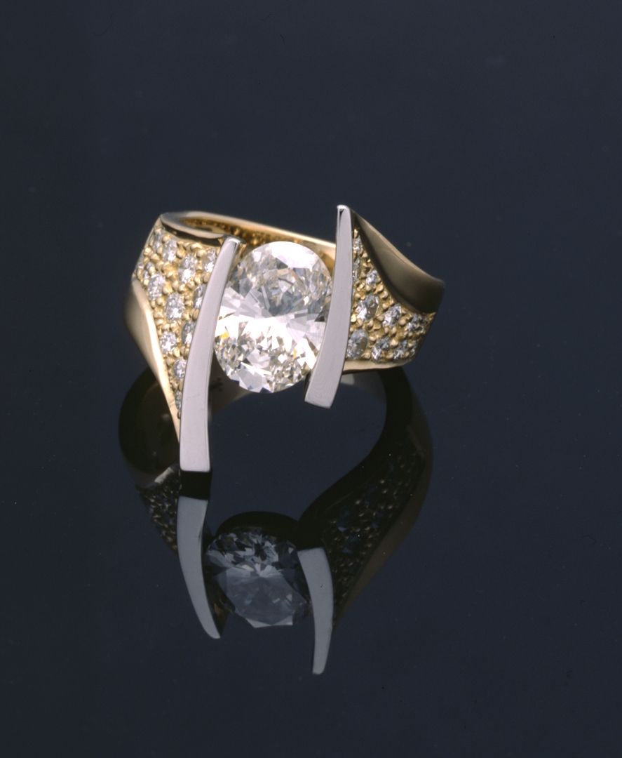 Diamond Modern Ring, With Diamond Pavé Accents R2090b | Signature Regarding Latest Modern Anniversary Rings (View 18 of 25)