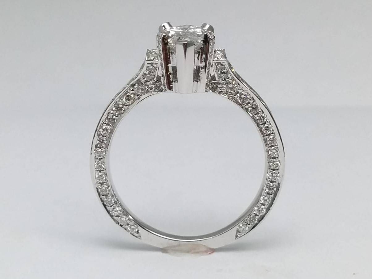 Engagement Ring  Large Marquise Diamond Cathedral Graduated Pave Regarding Recent 7 Marquise Diamond Anniversary Rings (View 18 of 25)