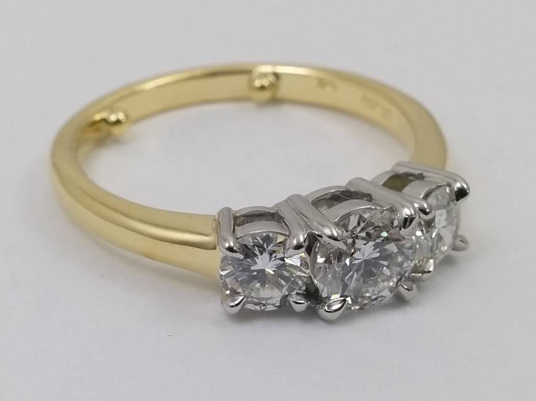 Engagement Ring  Three Stone Diamond Two Tone Anniversary Ring Es1448 In Most Up To Date Two Tone Anniversary Rings (View 11 of 25)