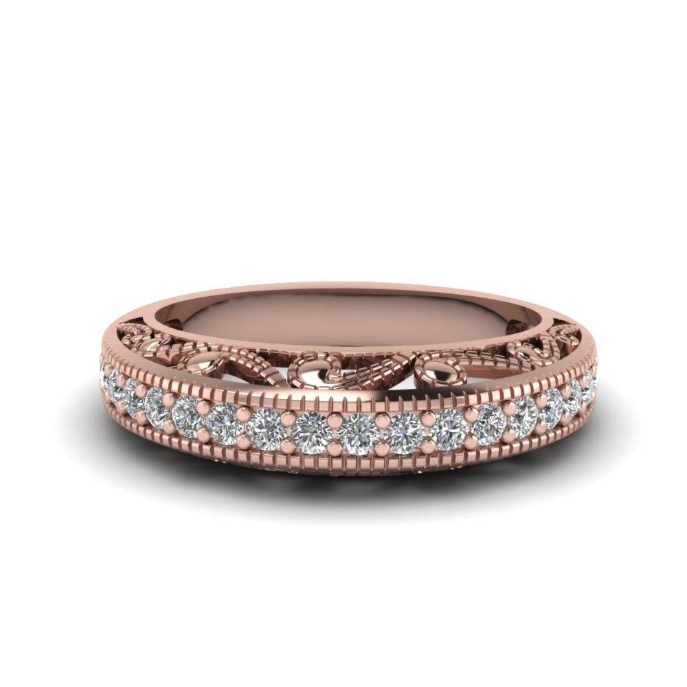 Filigree Paisley Antique Anniversary Diamond Band In 14k Rose Gold Pertaining To Most Recently Released Rose Gold Anniversary Rings (Photo 17 of 25)