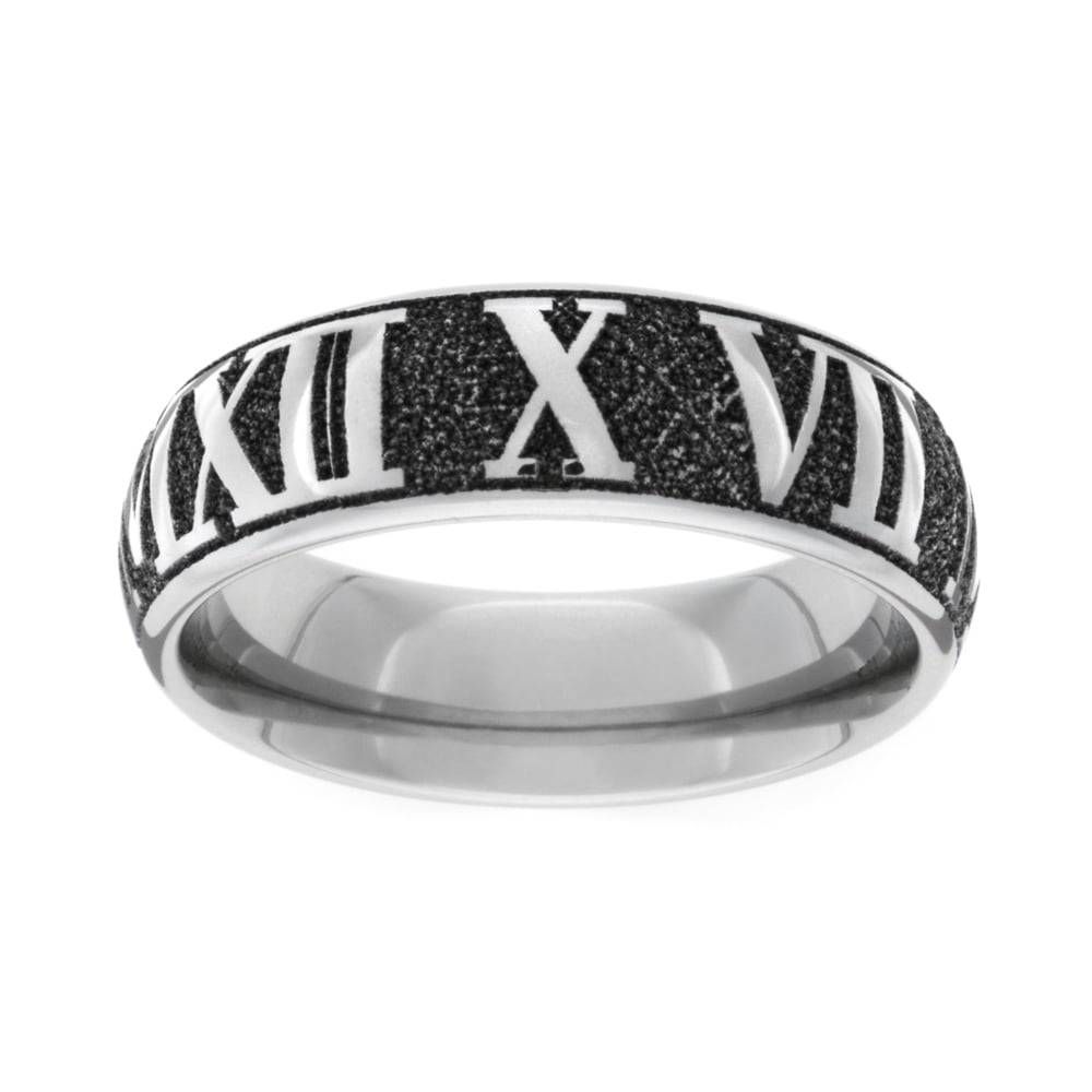 Geti Titanium Roman Numerals Engraved 7mm Wedding Ring | John Intended For 2018 Titanium Anniversary Rings (View 15 of 25)