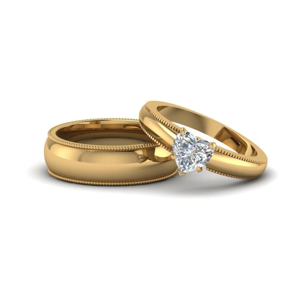 Heart Shaped Matching Wedding Anniversary Ring With Band For Him Inside Latest Mens Anniversary Rings (View 7 of 25)