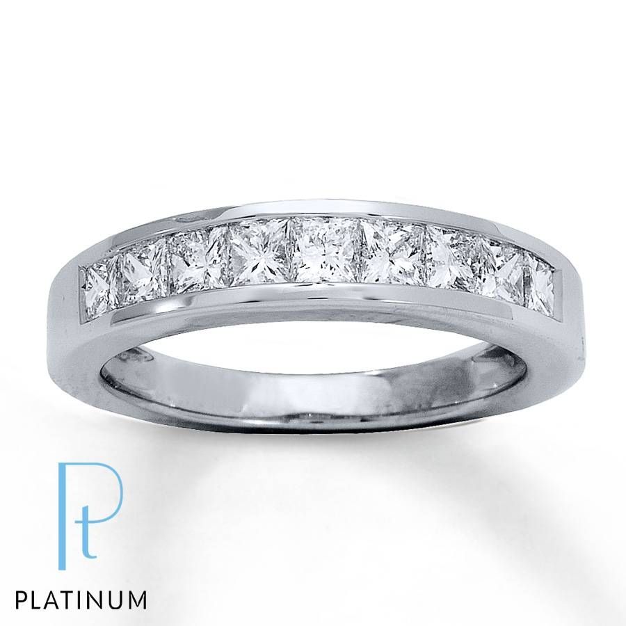 Jared – Diamond Anniversary Ring 1 Ct Tw Princess Cut Platinum Pertaining To Best And Newest 1 Carat Diamond Anniversary Rings (View 10 of 15)