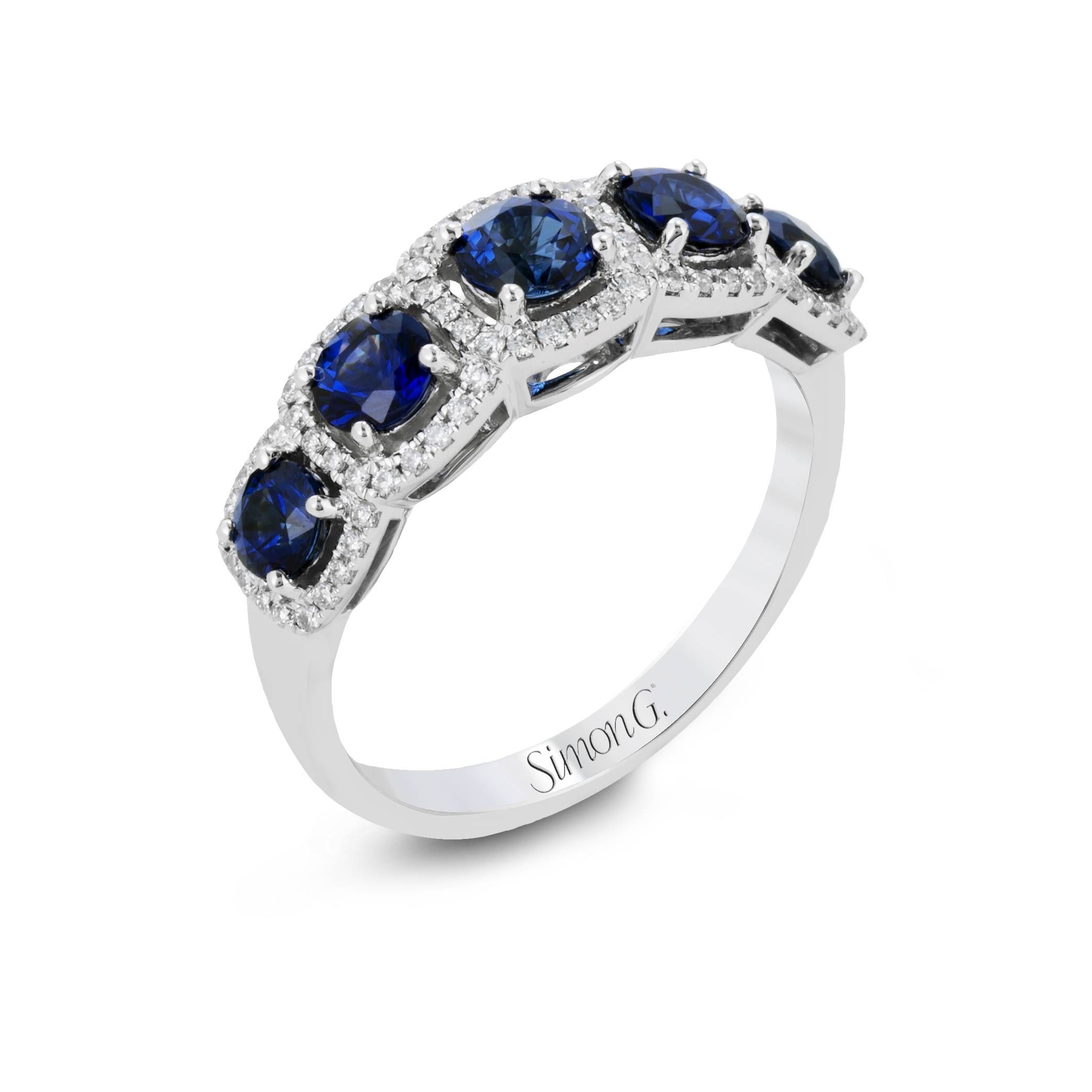 Ladies Simon G 18k Sapphire Anniversary Band – Jewelstashne With Regard To Recent Sapphire Anniversary Rings (View 16 of 25)