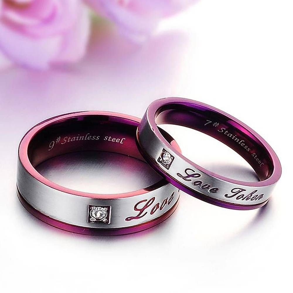Love Token His And Her Lovers' Ring Anniversary Gift Titanium With Most Popular His And Her Anniversary Rings (View 24 of 25)