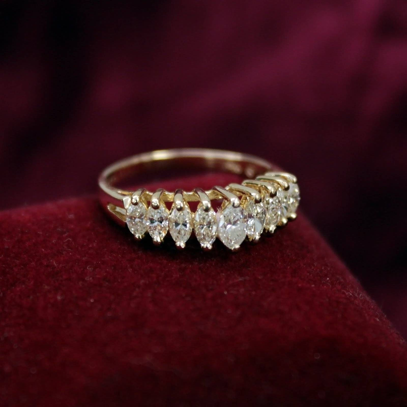 Marquise Diamond Anniversary Ring, 1 Carat, 14k Gold, Size 7 3/4 Inside 2018 Marquise Diamond Anniversary Rings (View 3 of 25)