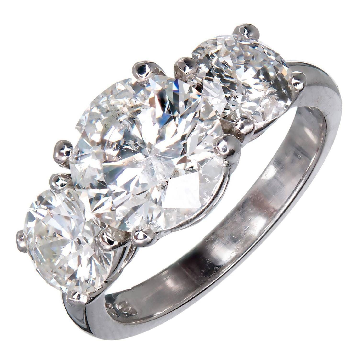 Mg Three Stone Diamond Platinum Engagement Ring For Sale At 1stdibs Regarding Most Recent 3 Stone Diamond Anniversary Rings (View 20 of 25)