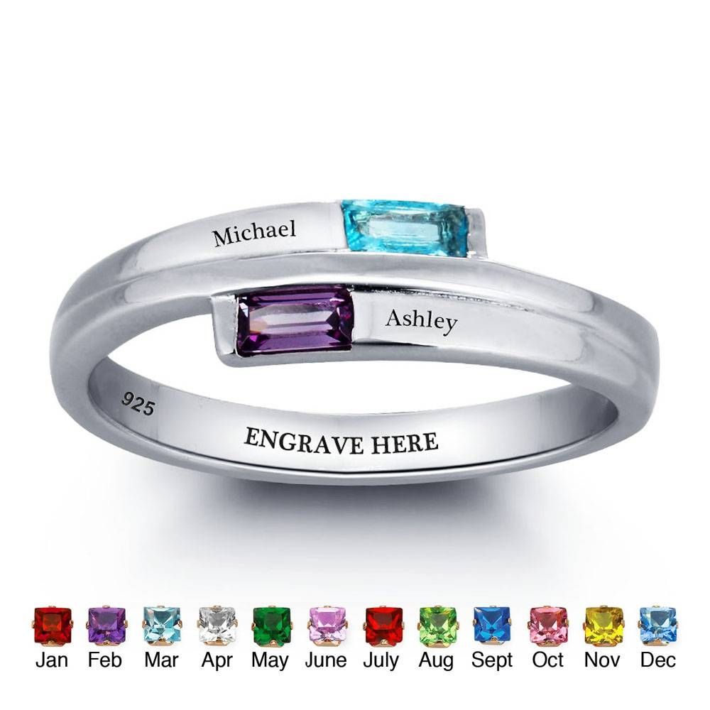 Personalized Mother Rings Women 925 Sterling Silver Birthstone Within Most Recently Released Personalized Anniversary Rings (View 19 of 25)