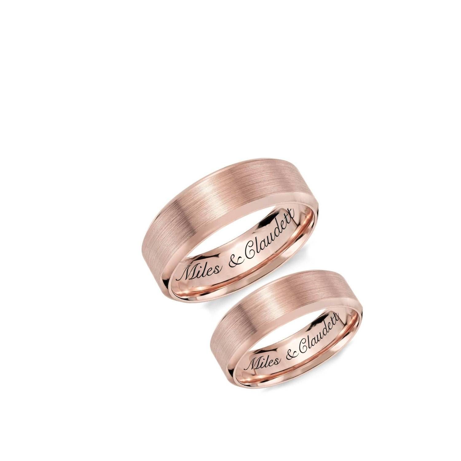 Personalized Rings Engraved Rings Rose Gold Ring Set In Most Recent Couples Anniversary Rings (View 8 of 25)