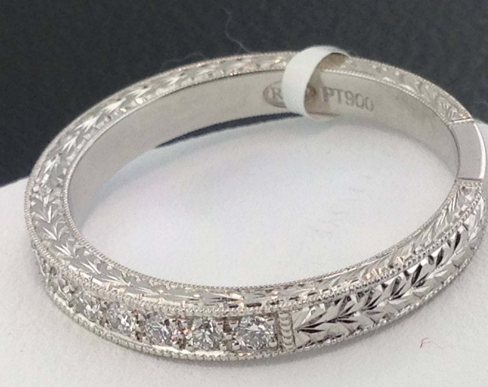 Platinum Hand Engraved Diamond Anniversary Ring | Exeter Jewelers Inside Most Popular Platinum Diamond Anniversary Rings (View 15 of 25)