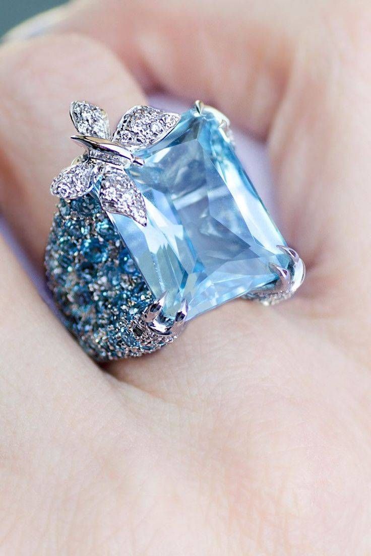 Rings : Aquamarine Birthstone Ring Diamond Anniversary Rings Blue Regarding Most Up To Date Blue Diamond Anniversary Rings (View 19 of 25)