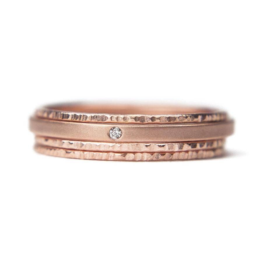Rose Gold Square Diamond Ring, Eco Friendly 1mm Diamond, 14k Gold For Most Recent Stacking Anniversary Rings (View 16 of 25)