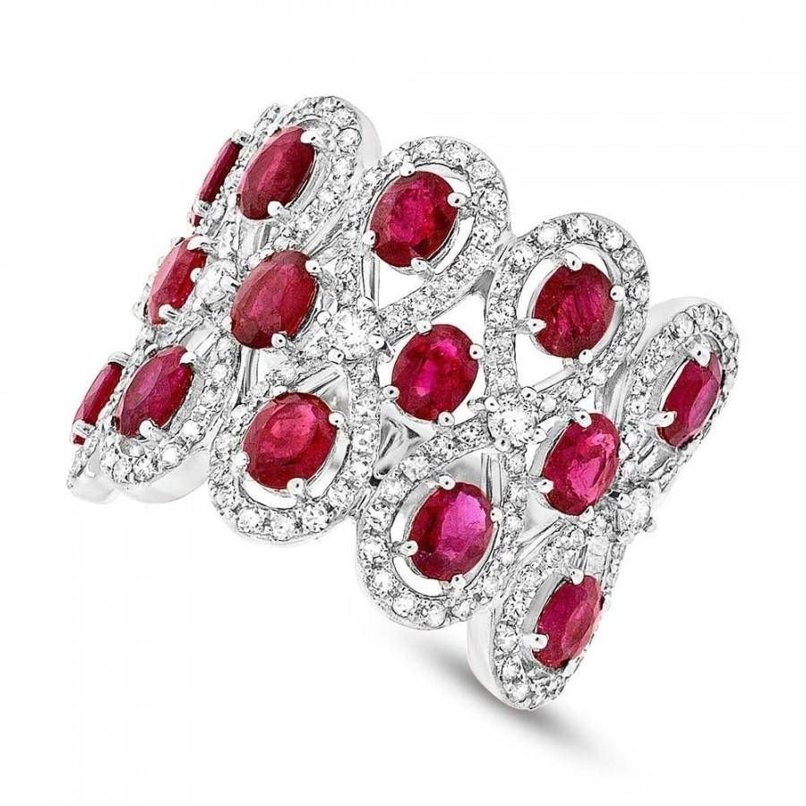 Ruby & Diamond 14k White Gold Ring – Wedding Rings – Wedding Bands Throughout Latest Ruby And Diamond Anniversary Rings (View 25 of 25)