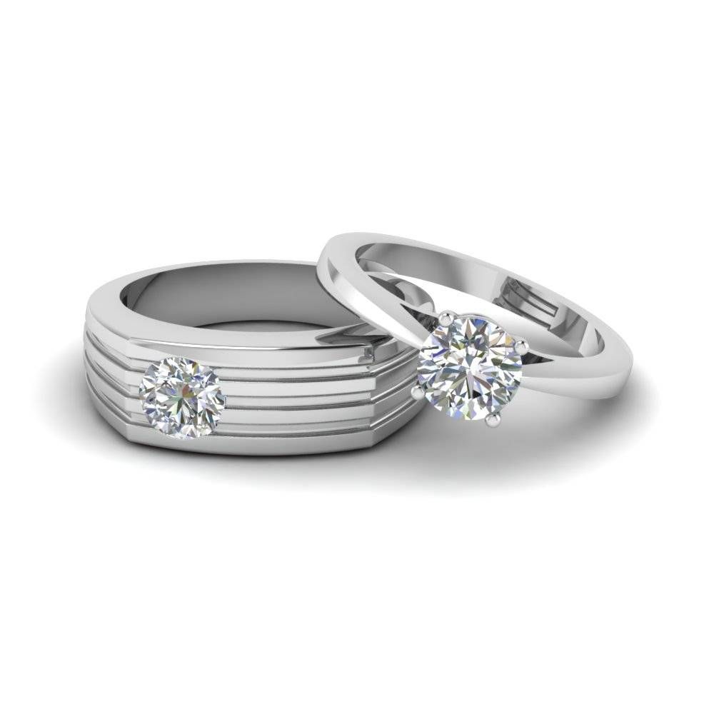 Solitaire Diamond Matching Wedding Anniversary Rings For Couples For 2018 Diamond Anniversary Rings For Her (View 8 of 25)
