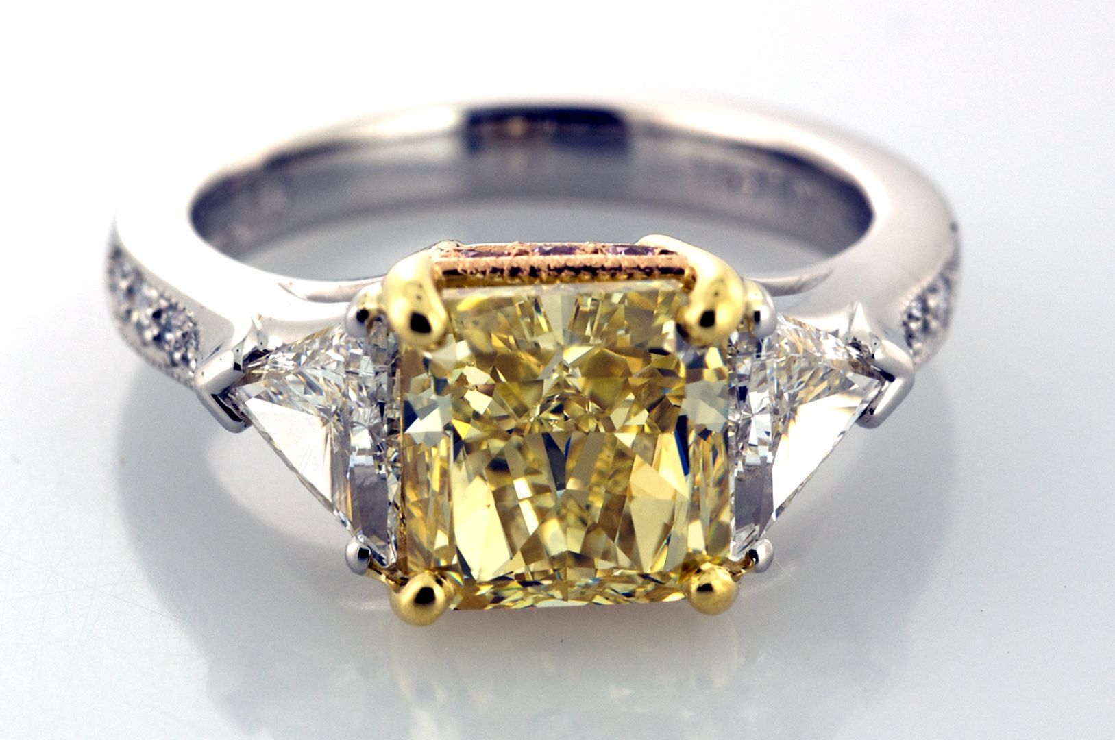 Three Stone Yellow And White Diamond Ring | Three Stone Rings For Most Popular 3 Stone Anniversary Rings (View 6 of 25)