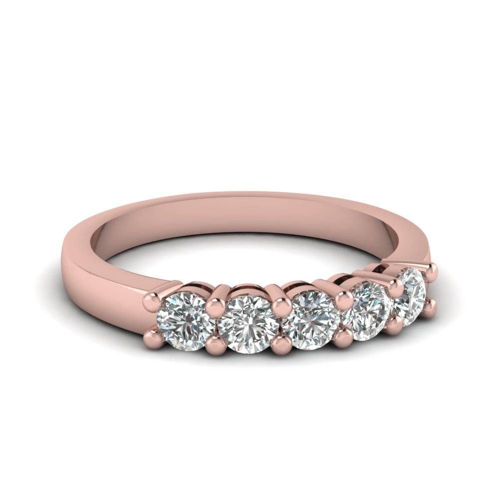 Wedding Band With White Diamond In 14k Rose Gold | Fascinating Pertaining To Best And Newest 5 Stone Anniversary Rings (View 24 of 25)