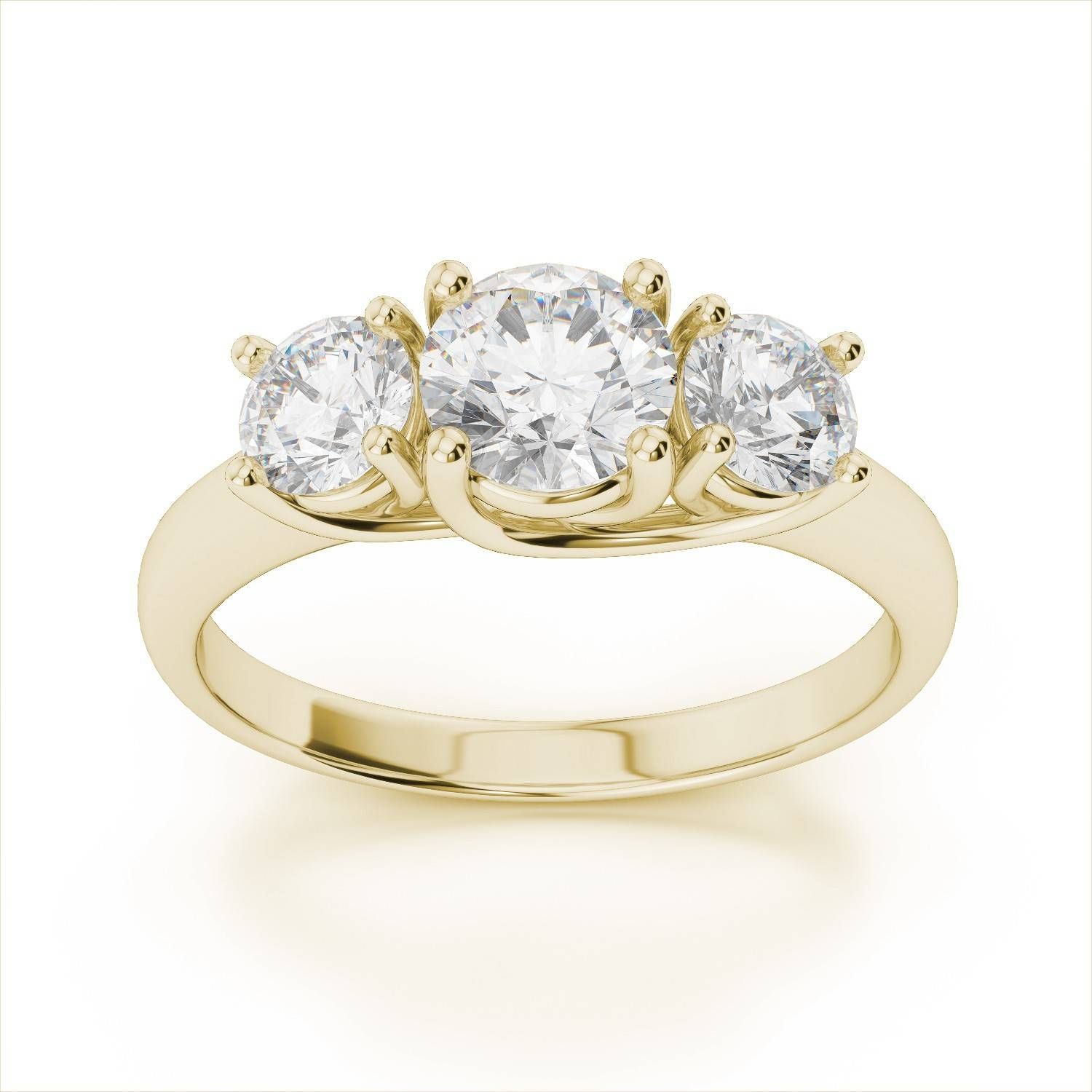 Yellow Gold 3 Stone Engagement Rings | Wedding, Promise, Diamond Regarding Most Current Yellow Gold Diamond Anniversary Rings (View 25 of 25)