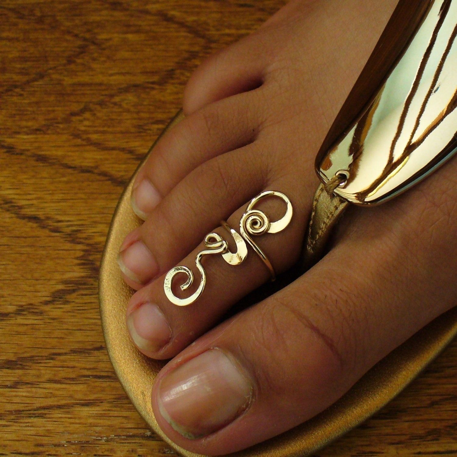 12k Gold Filled Gold Toe Ring Long Toes Ring Gold Midi Ring Gold In Best And Newest Double Toe Rings (View 12 of 15)