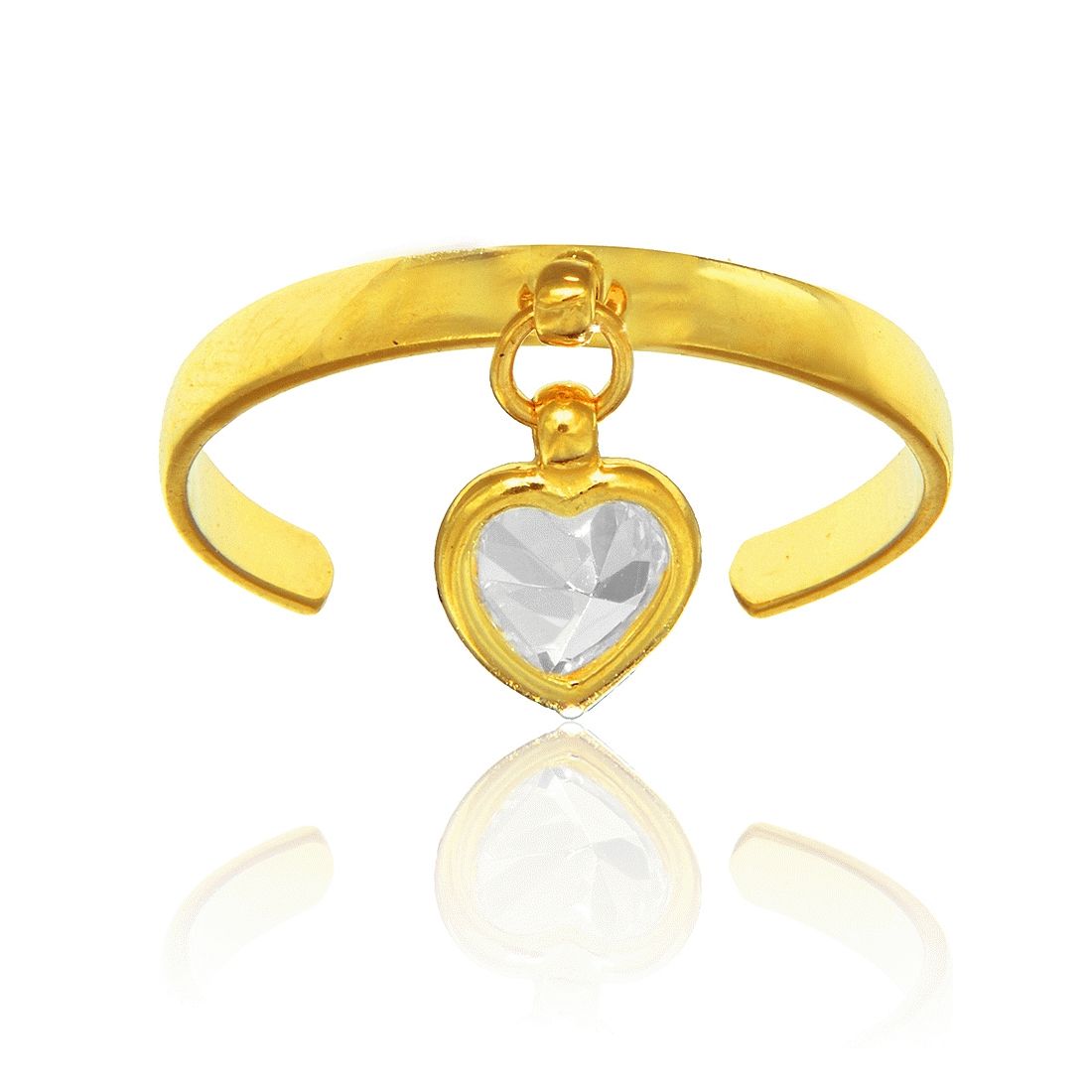 14k Yellow Gold Cz Dangle Heart Toe Ring Adjustable In Current 14k Toe Rings (View 14 of 25)