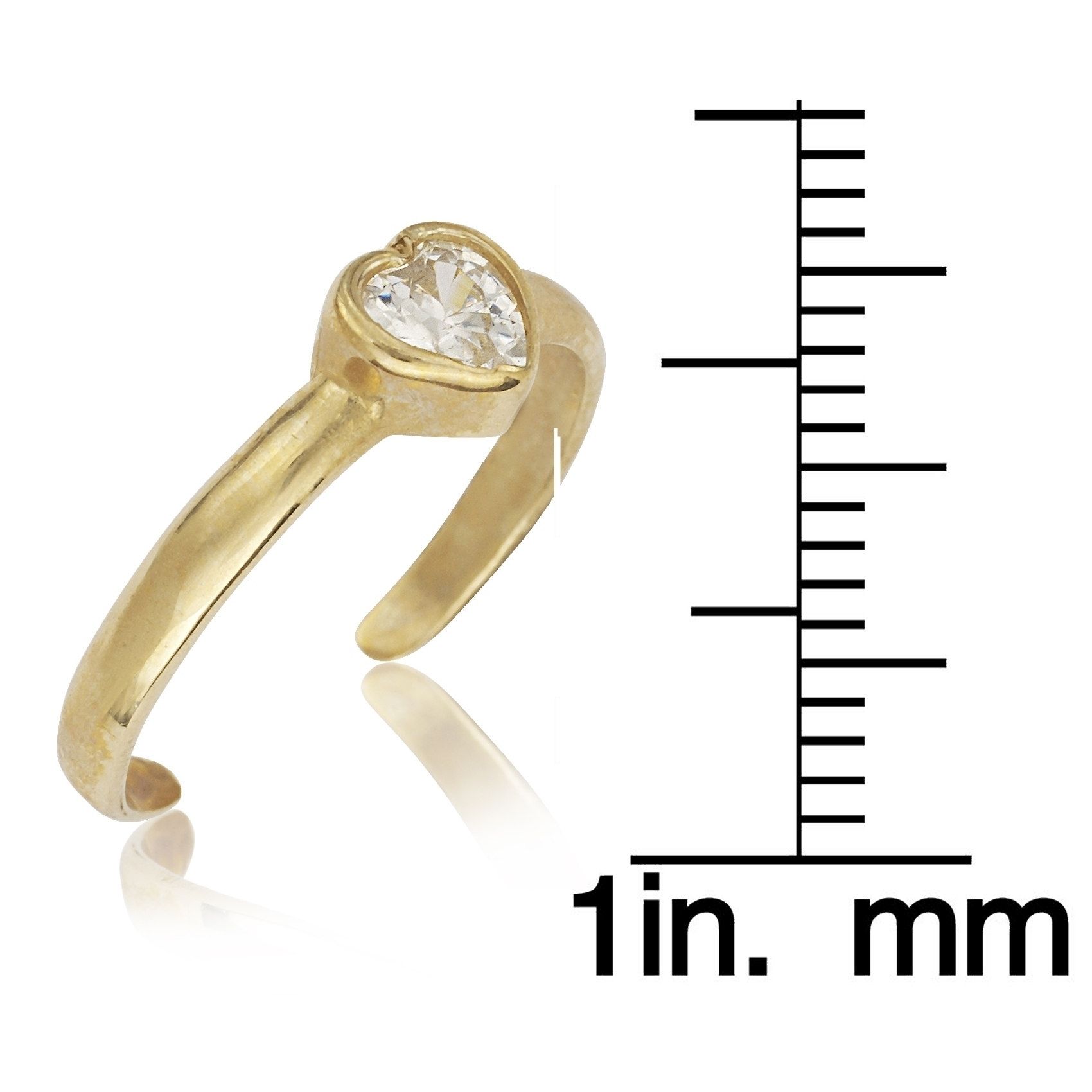14k Yellow Or White Gold Adjustable Heart Shaped Cubic Zirconia Intended For Most Up To Date 14k Toe Rings (View 21 of 25)