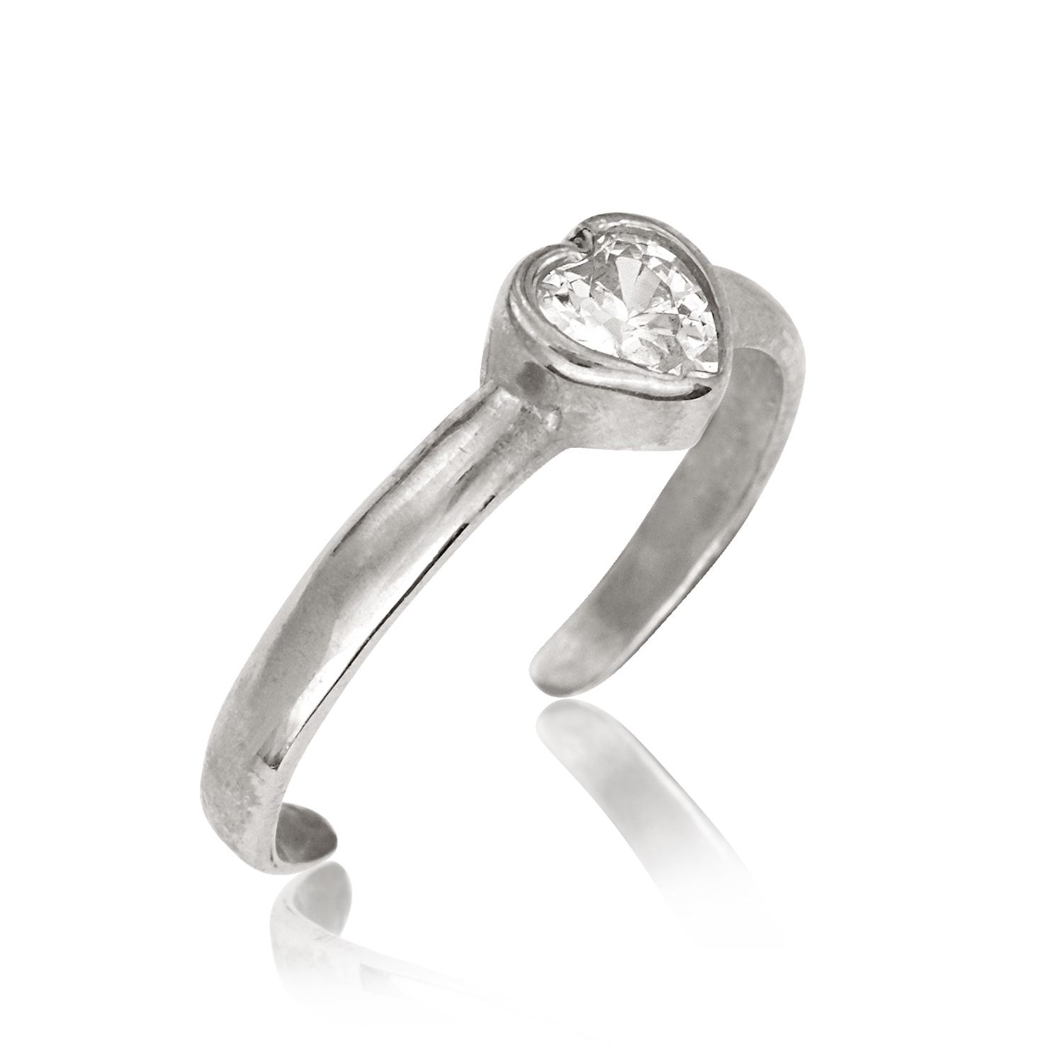 14k Yellow Or White Gold Adjustable Heart Shaped Cubic Zirconia With 2017 White Gold Diamond Toe Rings (View 11 of 15)