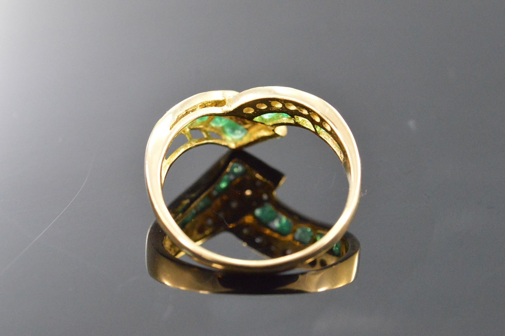 18k 3g 0.31 Ctw Diamond Emerald Chevron Yellow Gold Ring, Size 6 Intended For Most Recent Chevron Emerald Rings (Photo 10 of 15)