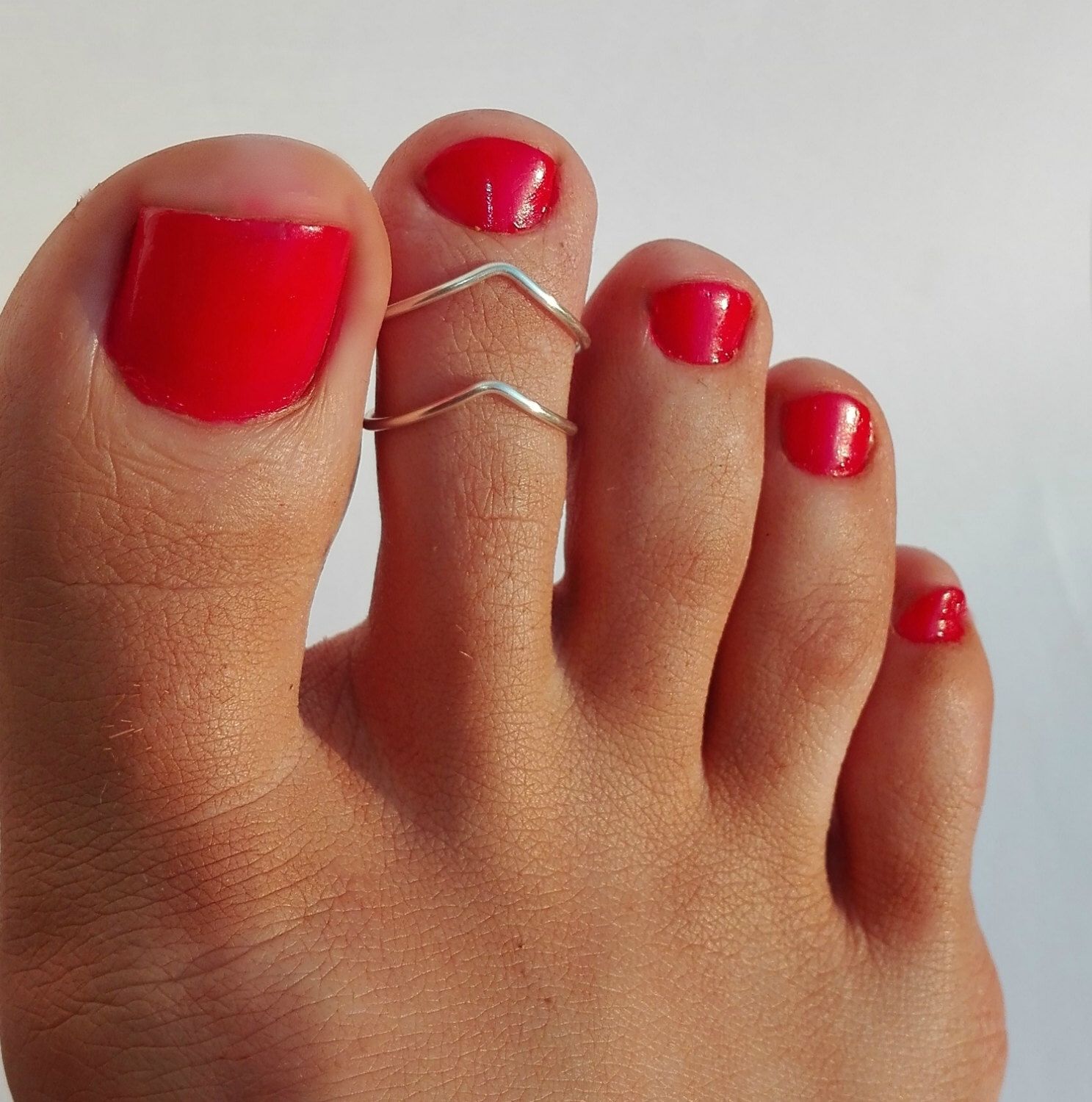 2 Silver Plated Toe Rings/ Chevron Toe Ring/foot Jewelry/set Of 2 With Regard To Most Up To Date Cheap Toe Rings (View 9 of 15)