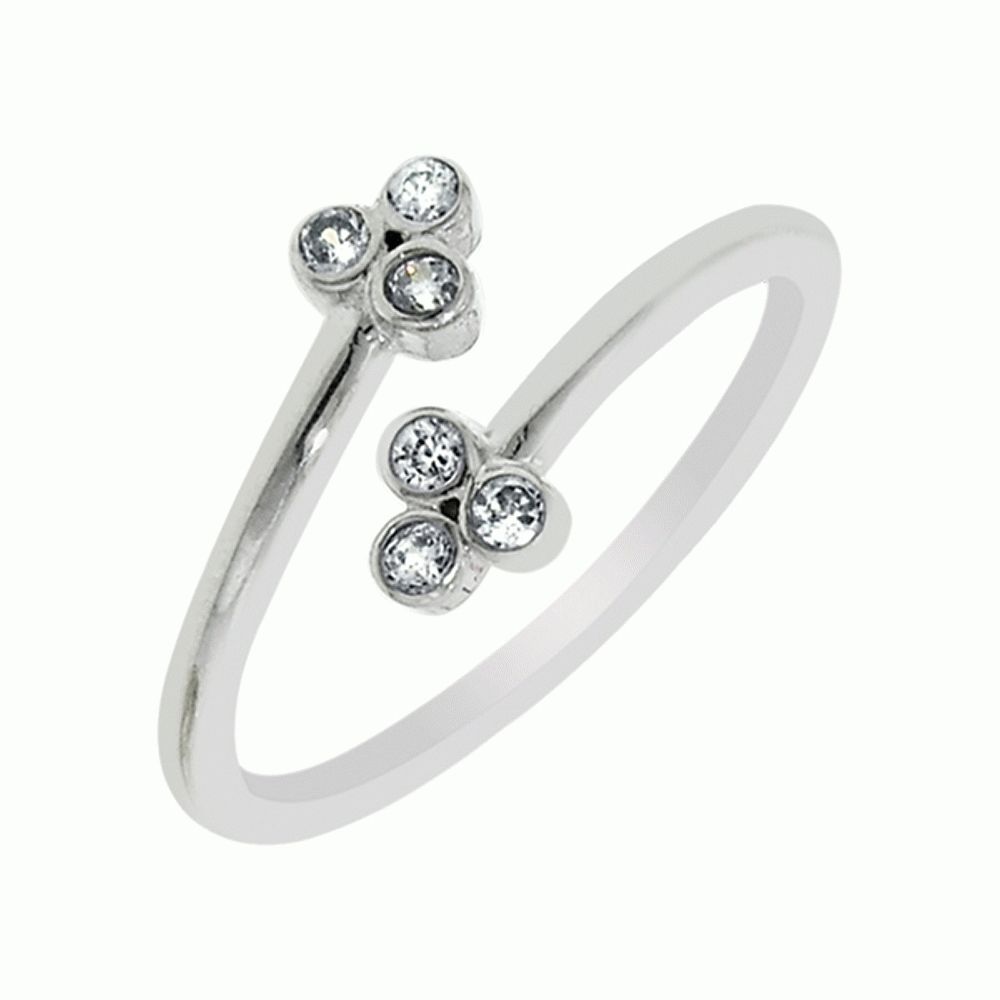 925 Sterling Silver And Cz Flower Design Toe Ring Regarding Latest Flower Toe Rings (View 10 of 15)