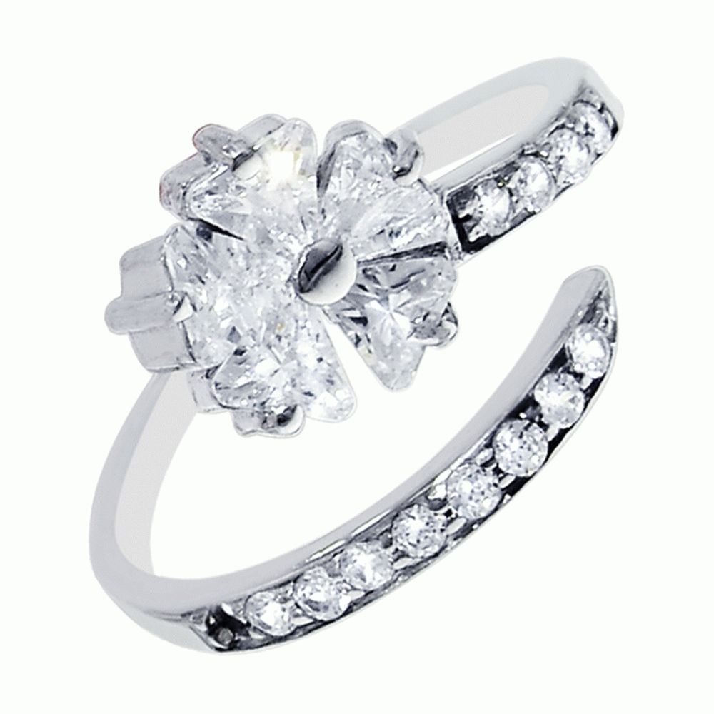 925 Sterling Silver And Flower Cz Design Toe Ring With Regard To Most Current Flower Toe Rings (View 11 of 15)