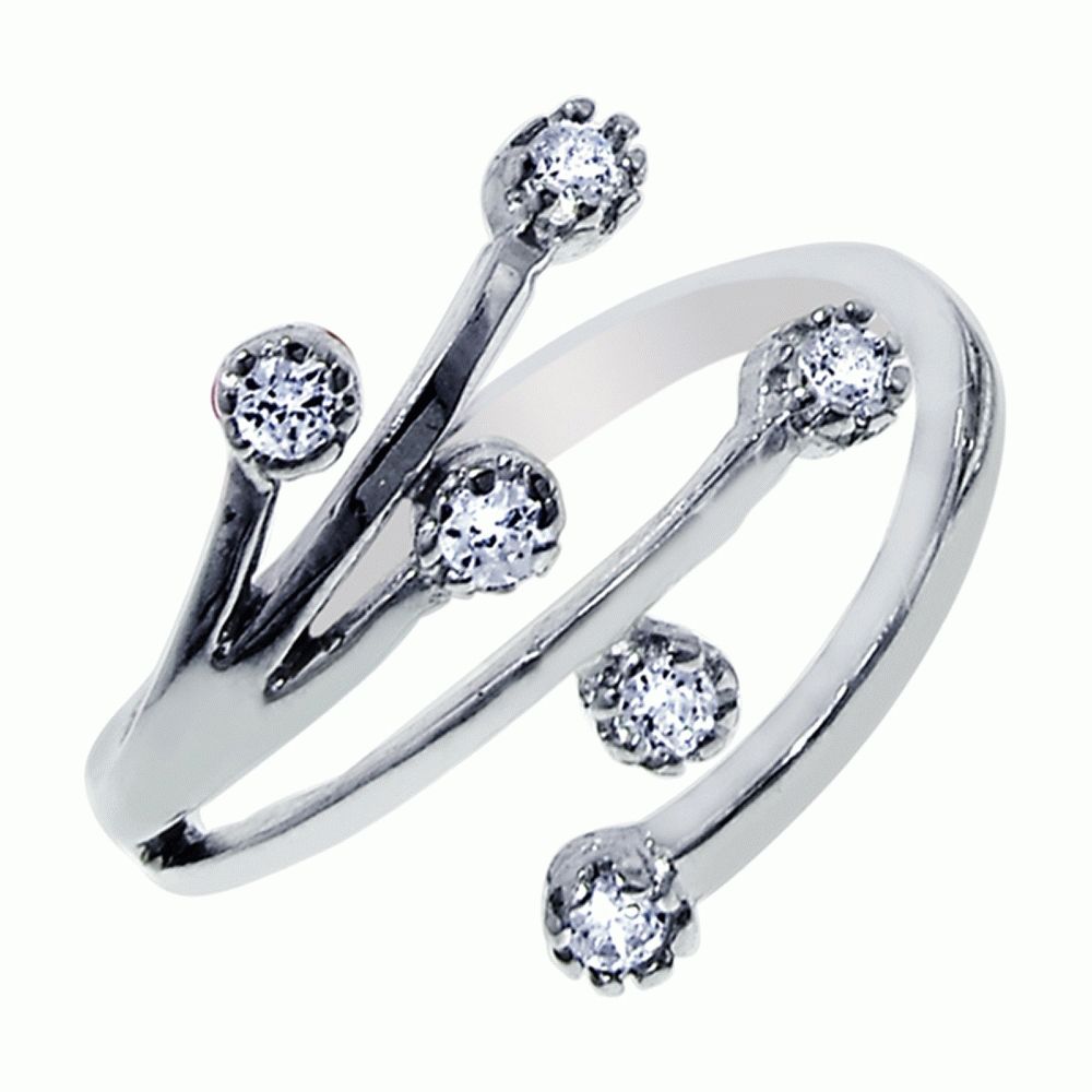 925 Sterling Silver Cz Cluster Design Toe Ring Sale With 2018 Toe Rings With Cubic Zirconia (View 1 of 15)