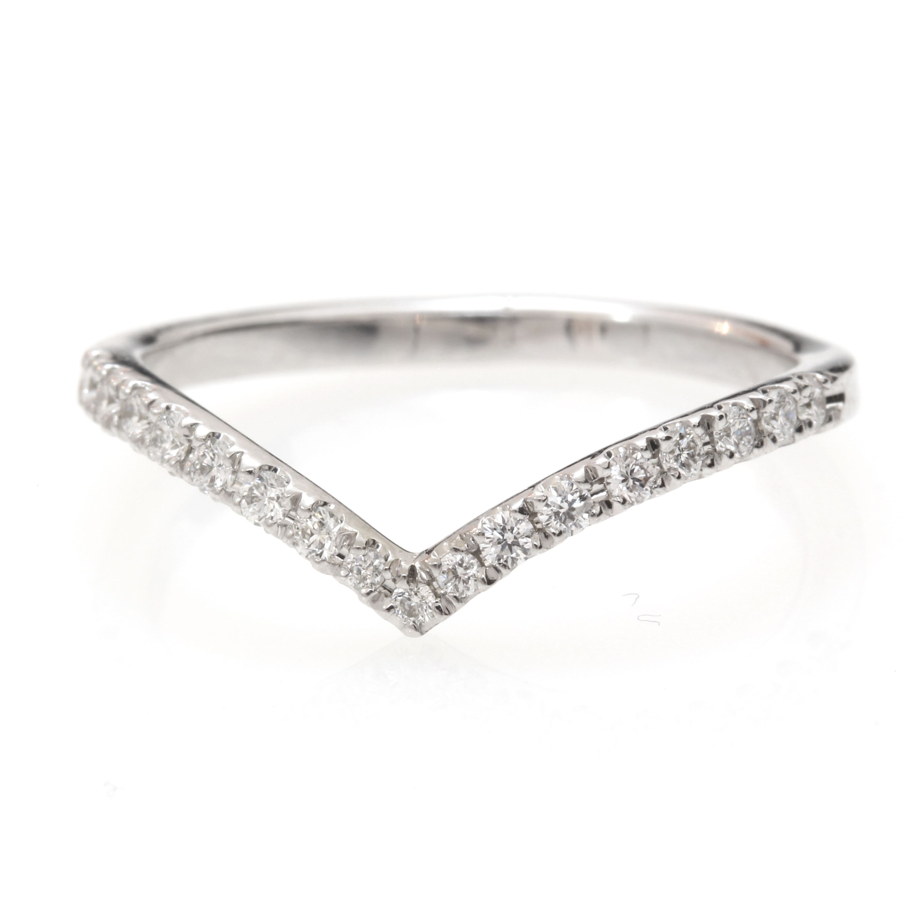 Chevron Diamond Ring, Diamond V Ring With Pave Diamonds, Diamond In Most Recently Released Chevron Engagement Rings (View 11 of 15)