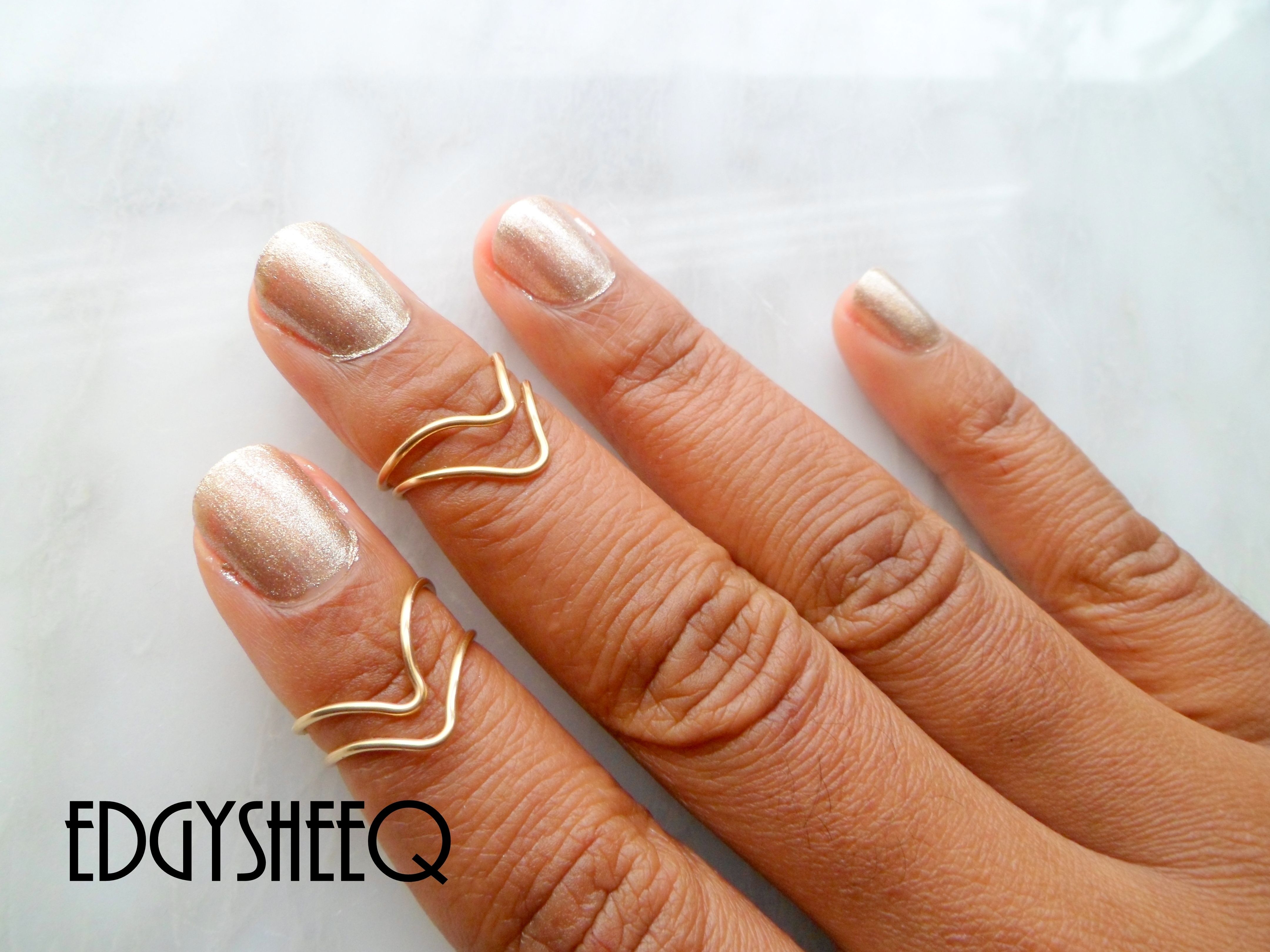 Chevron Stackable Golden Knuckle Ring, Adjustable Finger Ring For Current Stackable Chevron Rings (View 11 of 15)