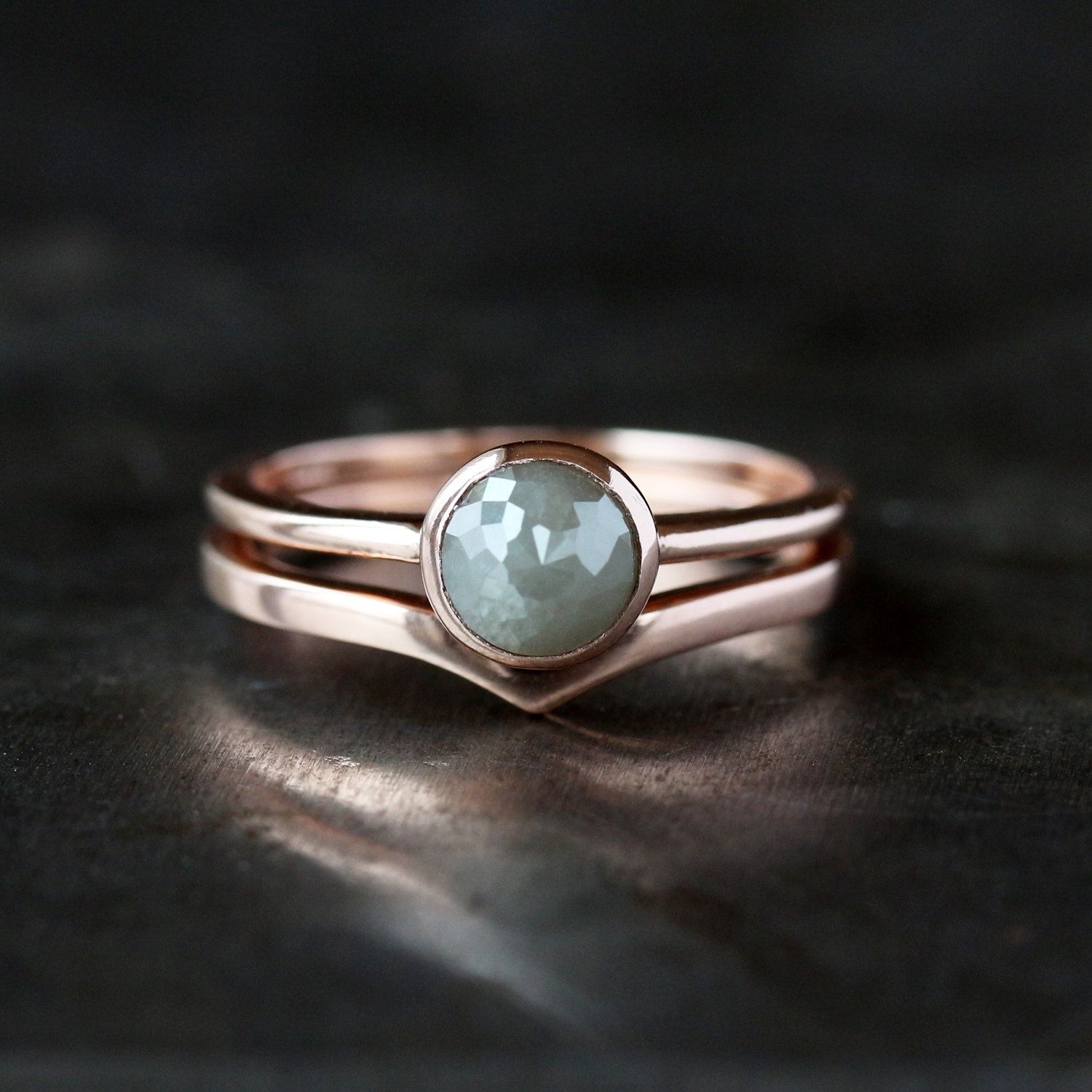 Chevron Wedding Band, 14k Rose Gold Wedding Ring, Contour Band In 2018 Chevron Stone Rings (View 2 of 15)