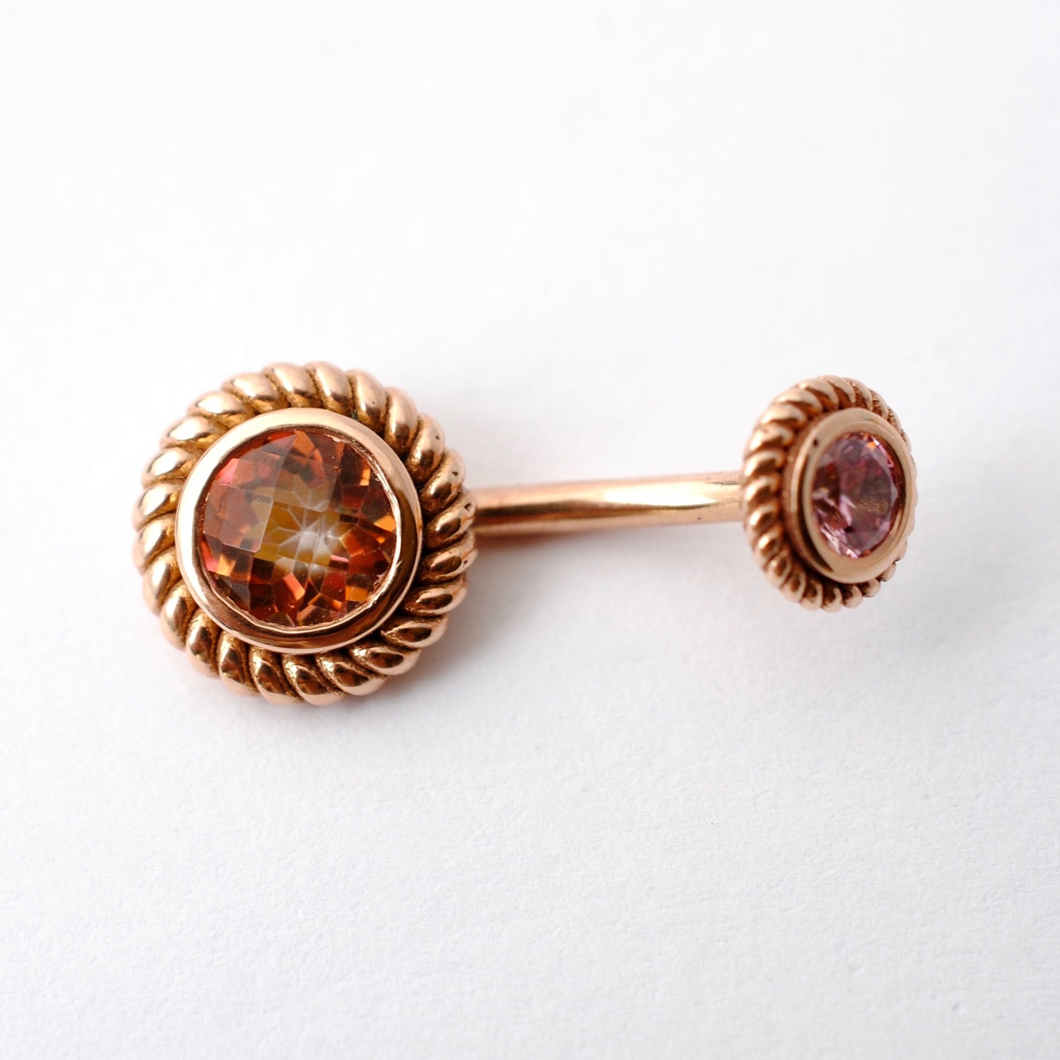 Choctaw Navel Curve In Rose Gold With Topaz From Bvla (View 13 of 15)