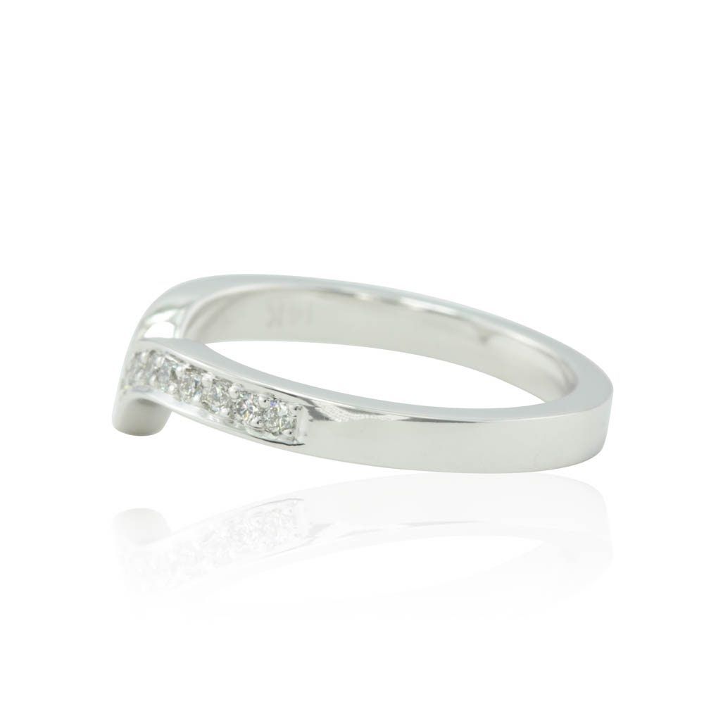 Diamond Contoured Wedding Band In 14k White Gold • Laurie Sarah Throughout Most Up To Date Chevron Rings (View 7 of 15)
