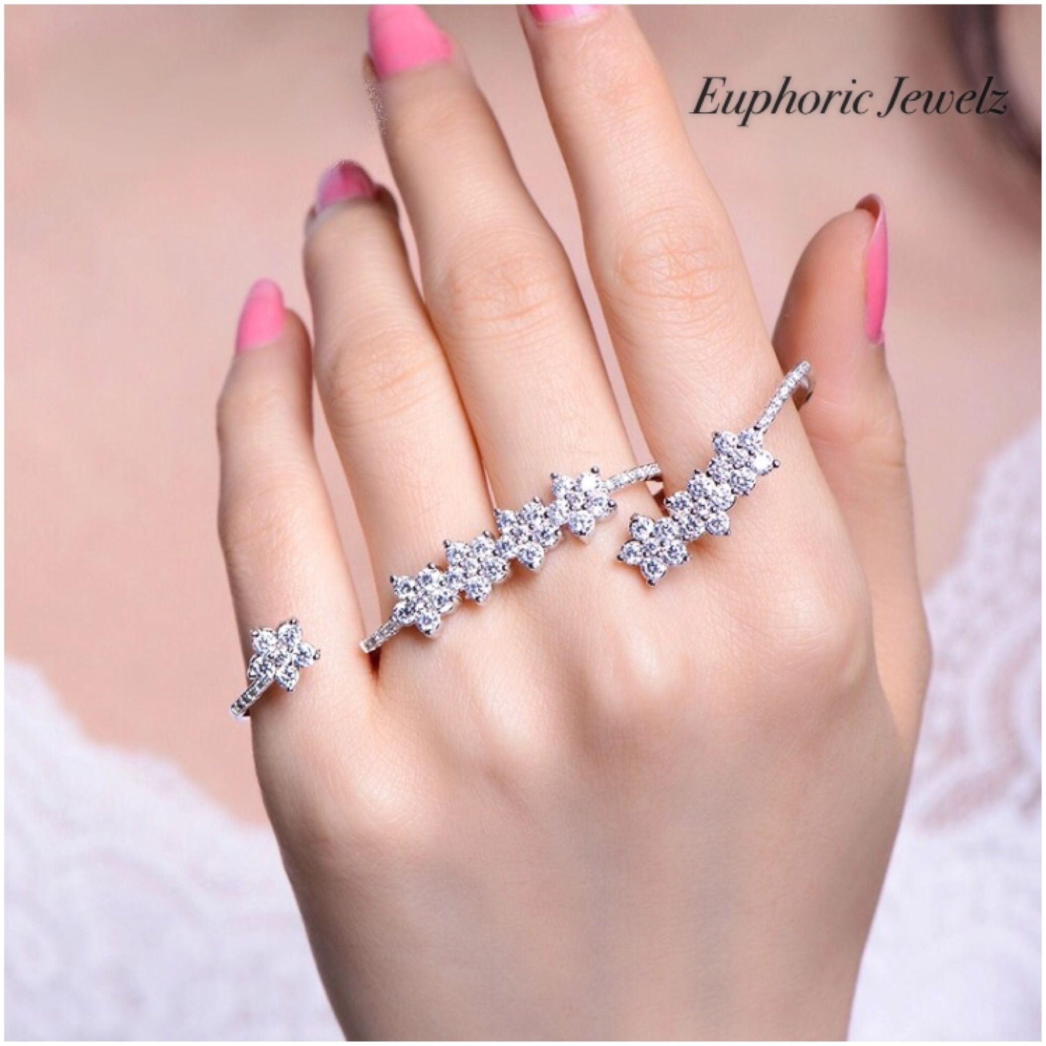 Fairy Dust, Diamond Two Finger Ring From Yeprem Set In White Gold Pertaining To Most Popular Goldmark Toe Rings (View 15 of 15)