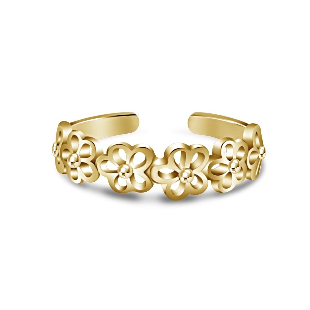 Floral Flower Design Adjustable Toe Ring For Women's  (View 13 of 15)