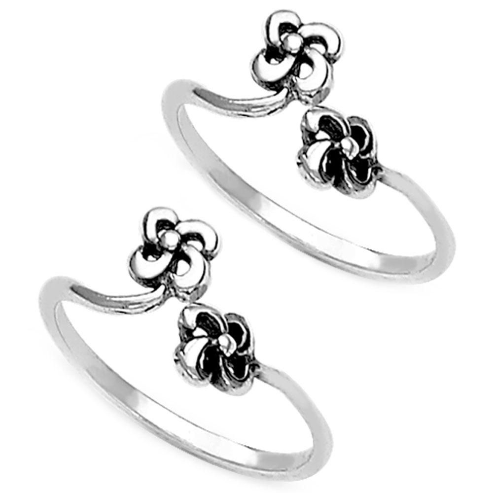 Floral Toe Rings In Sterling Silvertaraash | Silver Anklets Throughout Most Current Jewellery Toe Rings (View 14 of 15)