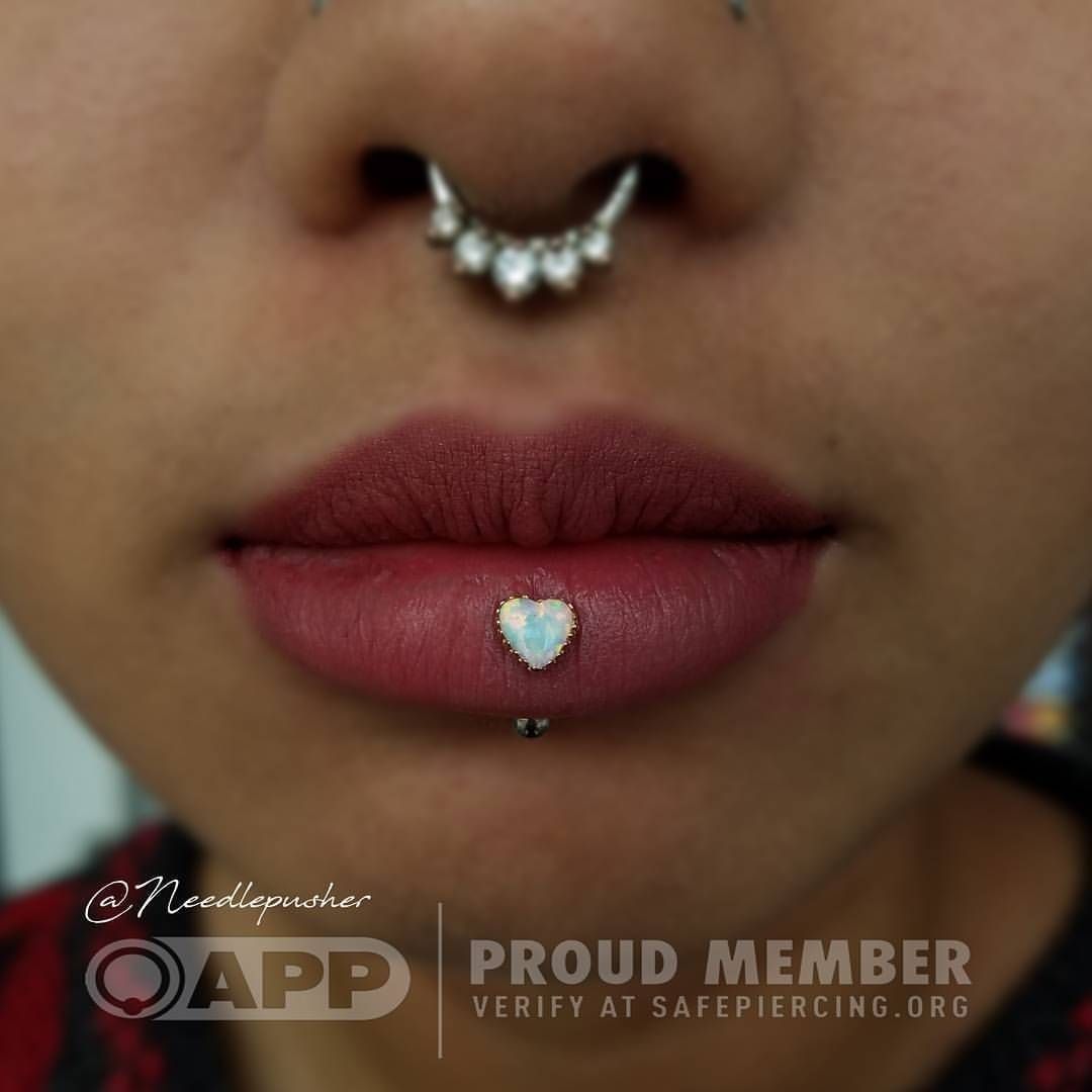 Here Is A Fresh And Flat Vertical Labret Piercing I Performed With Regard To Most Current Chevron Tongue Rings (View 11 of 15)