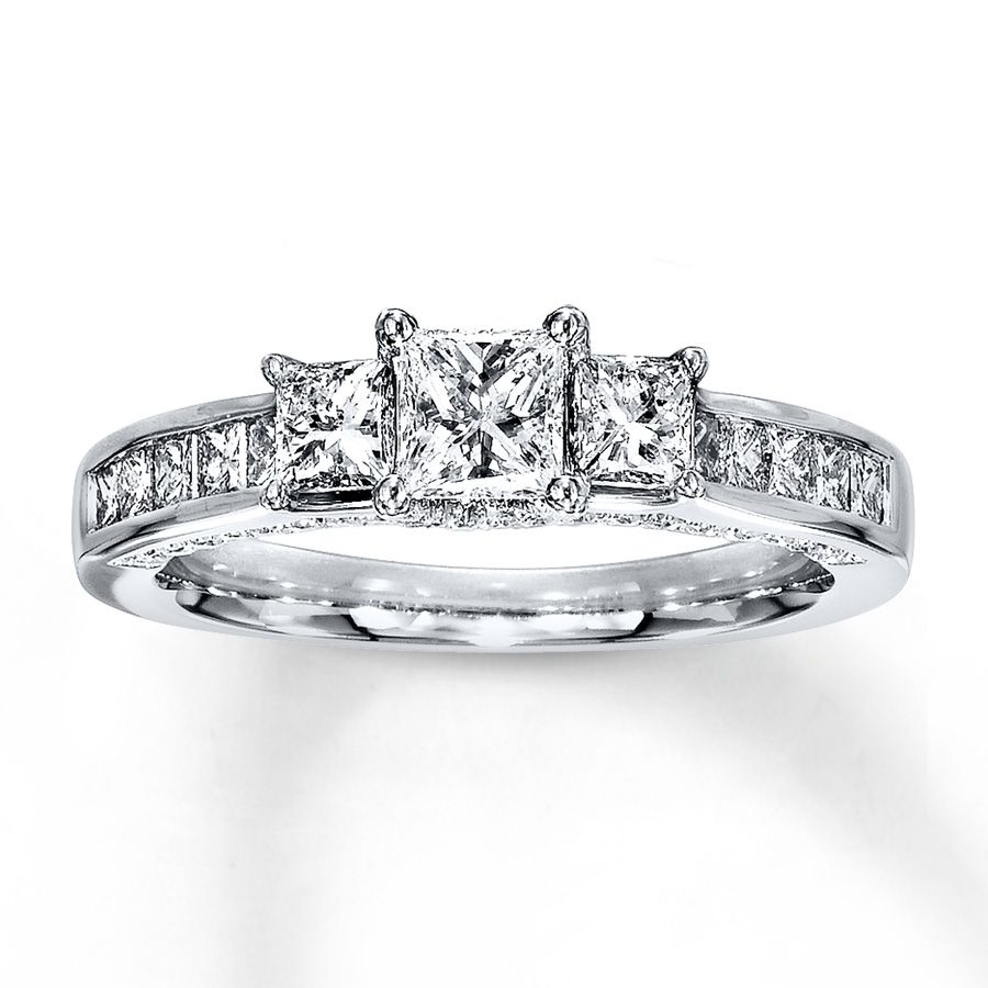Kayoutlet – 3 Stone Diamond Ring 1 1/2 Ct Tw Princess Cut 14k For Most Up To Date Kay Jewellers Toe Rings (View 1 of 15)