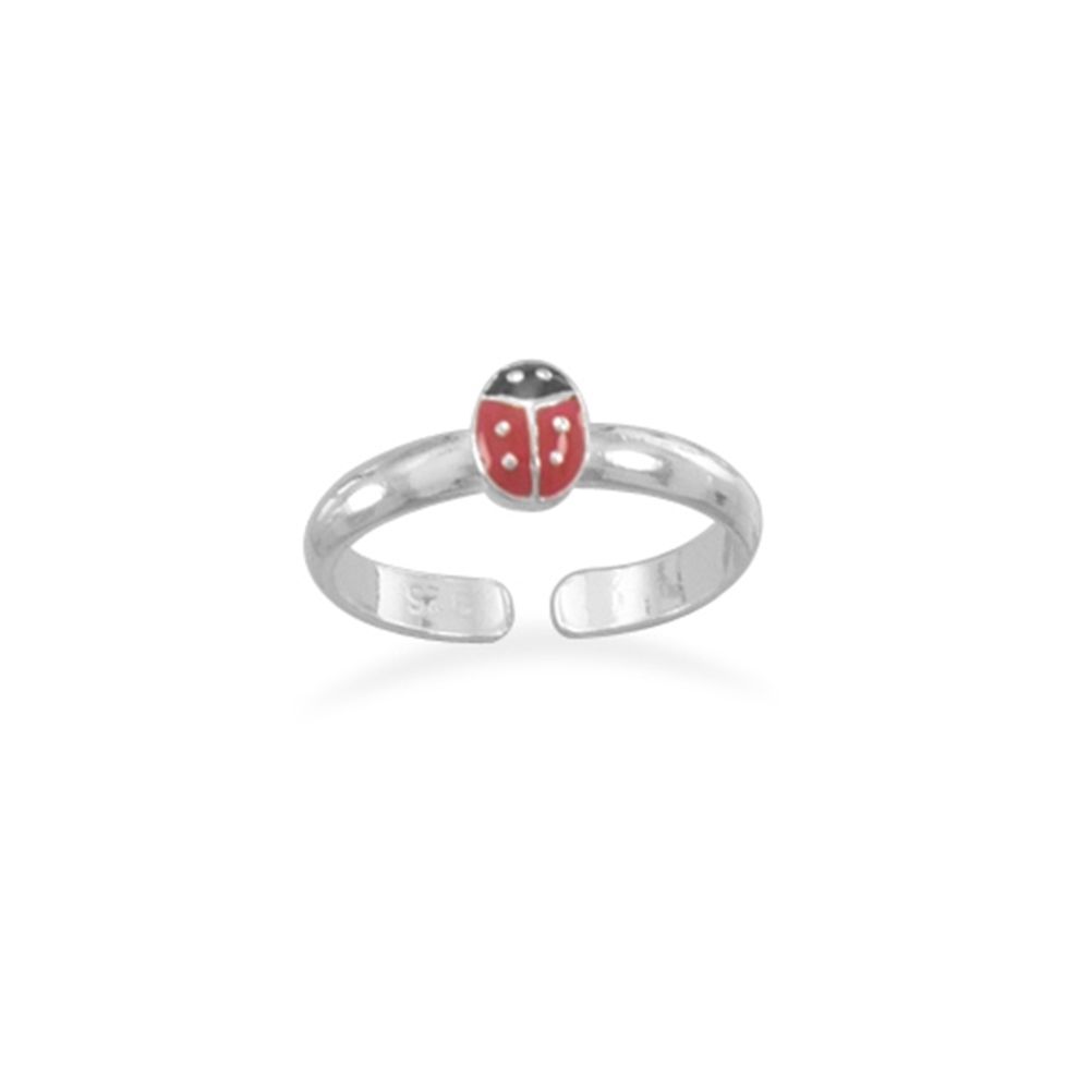 Ladybug Toe Ring Or Childrens Ring Sterling Silver Red And Black Throughout Newest Ladybug Toe Rings (View 8 of 15)