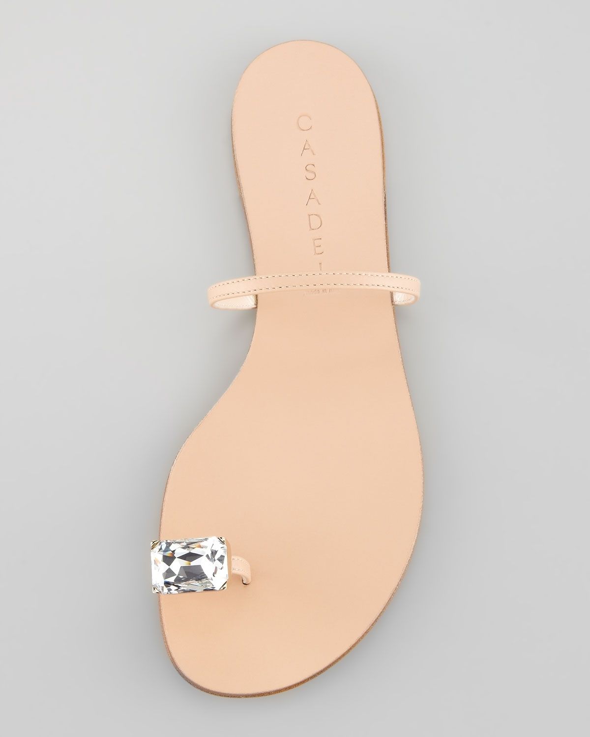 Lyst – Casadei Flat Crystal Toering Sandal In Natural Regarding Most Recently Released Crystal Toe Rings (View 5 of 15)